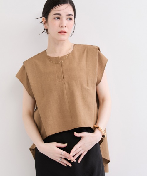 le cercle ADAM ET ROPE'(ルセルクルアダムエロペ)の「タンブラーブッチャー2WAYヘムタックブラウス/セットアップ対応(シャツ/ブラウス・レディース・キャメル/ダークブラウン/チャコールグレー・FREE)」の7枚目の写真