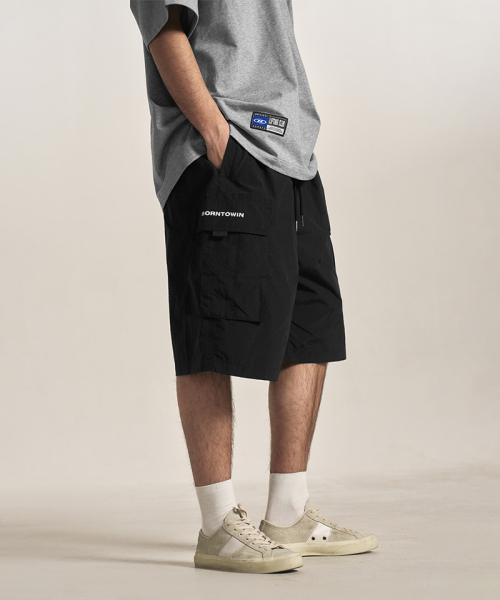 BORN TO WIN（ボーントゥウィン）の「SYMBOL LOGO NYLON CARGO BERMUDA PANTS [BLACK]（その他パンツ・メンズ・その他・1/2/3）」の2枚目の写真
