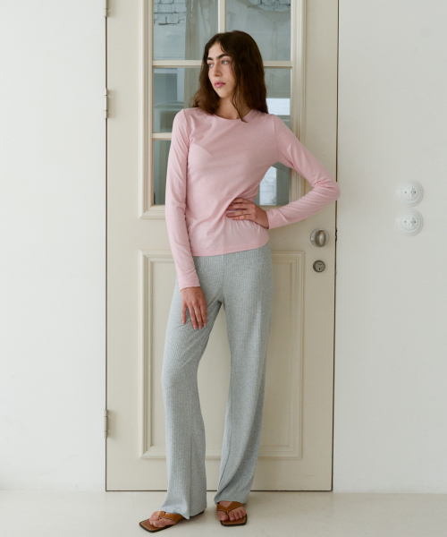 38COMEONCOMMON(38カモンコモン)の「Rib Knit Pants (Melange Gray)(その他パンツ・レディース・その他・FREE)」の1枚目の写真