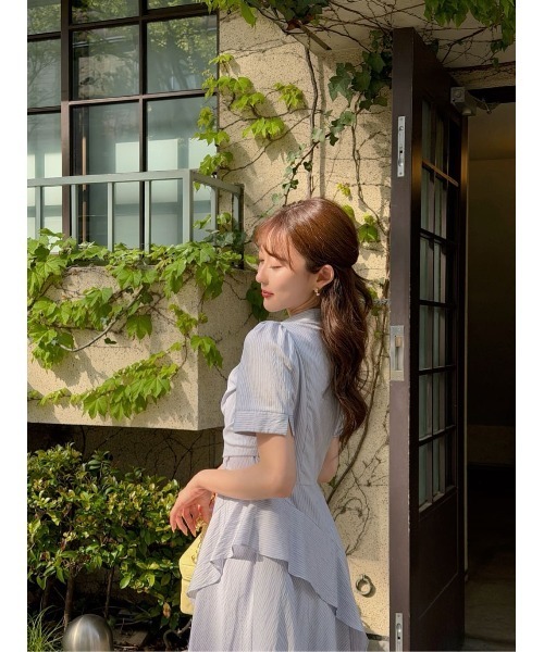 Her lip to(ハーリップトゥー)の「Striped Asymmetrical Shirt Dress(ワンピース・レディース・ブルー系/オフホワイト・S/M)」の19枚目の写真