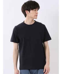 【綿混】タカキュー 千鳥 ジャガード クルーネック 半袖 Tシャツ