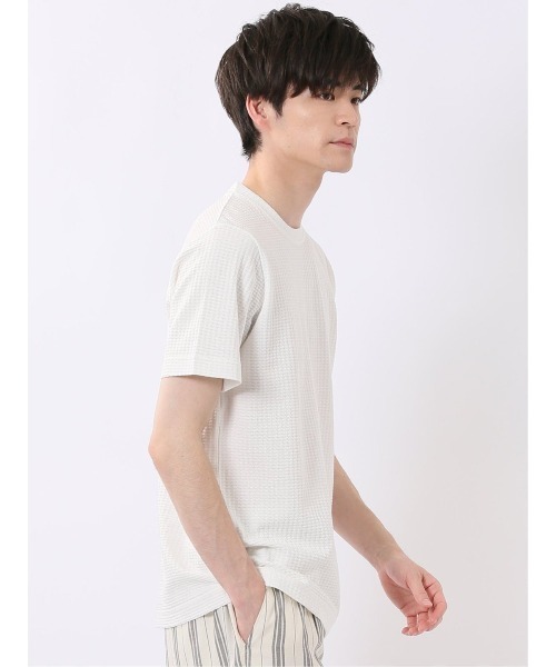 TAKA-Q（タカキュー）の「【綿混】タカキュー 千鳥 ジャガード クルーネック 半袖 Tシャツ（Tシャツ/カットソー・メンズ・ライトグレー/ホワイト/ネイビー/ブラウン・X-LARGE/LARGE/MEDIUM）」の8枚目の写真