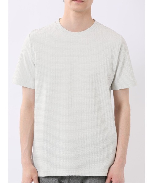 TAKA-Q（タカキュー）の「【綿混】タカキュー 千鳥 ジャガード クルーネック 半袖 Tシャツ（Tシャツ/カットソー・メンズ・ライトグレー/ホワイト/ネイビー/ブラウン・X-LARGE/LARGE/MEDIUM）」の10枚目の写真