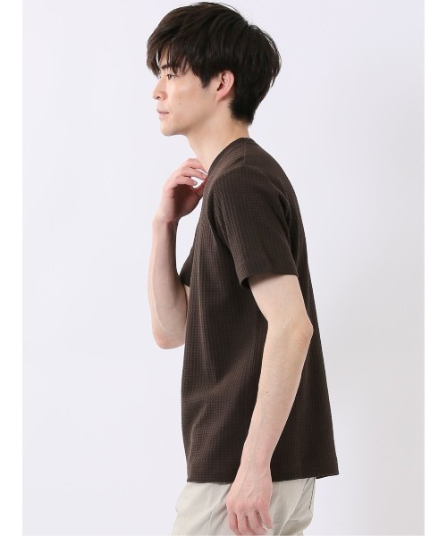 TAKA-Q（タカキュー）の「【綿混】タカキュー 千鳥 ジャガード クルーネック 半袖 Tシャツ（Tシャツ/カットソー・メンズ・ライトグレー/ホワイト/ネイビー/ブラウン・X-LARGE/LARGE/MEDIUM）」の16枚目の写真
