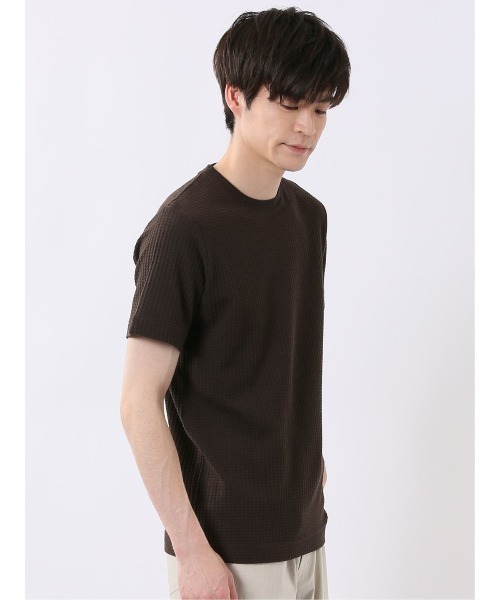 TAKA-Q（タカキュー）の「【綿混】タカキュー 千鳥 ジャガード クルーネック 半袖 Tシャツ（Tシャツ/カットソー・メンズ・ライトグレー/ホワイト/ネイビー/ブラウン・X-LARGE/LARGE/MEDIUM）」の18枚目の写真