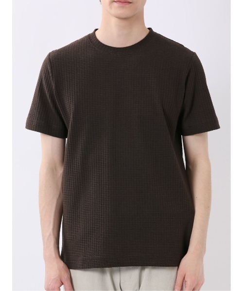 TAKA-Q（タカキュー）の「【綿混】タカキュー 千鳥 ジャガード クルーネック 半袖 Tシャツ（Tシャツ/カットソー・メンズ・ライトグレー/ホワイト/ネイビー/ブラウン・X-LARGE/LARGE/MEDIUM）」の20枚目の写真