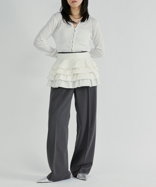 Ezick(エジック)の「2p ruffle corset straight pants/フリルコルセットツキパンツ【2点セット】(スラックス・レディース・グレー/ブラック・FREE)」の7枚目の写真