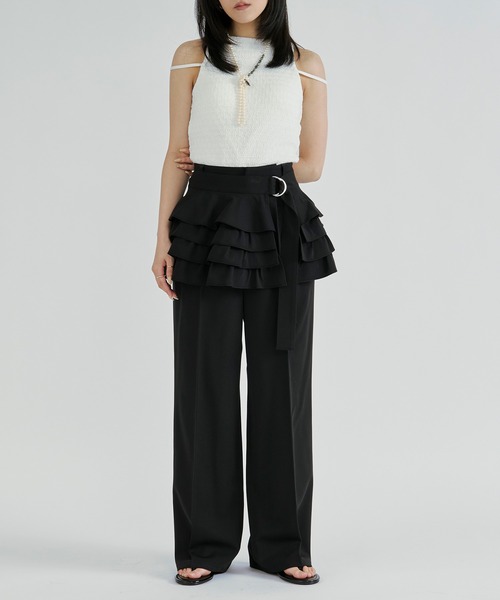 Ezick(エジック)の「2p ruffle corset straight pants/フリルコルセットツキパンツ【2点セット】(スラックス・レディース・グレー/ブラック・FREE)」の18枚目の写真
