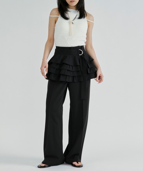 Ezick(エジック)の「2p ruffle corset straight pants/フリルコルセットツキパンツ【2点セット】(スラックス・レディース・グレー/ブラック・FREE)」の19枚目の写真