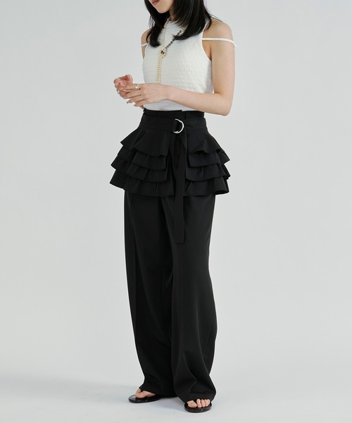 Ezick(エジック)の「2p ruffle corset straight pants/フリルコルセットツキパンツ【2点セット】(スラックス・レディース・グレー/ブラック・FREE)」の20枚目の写真