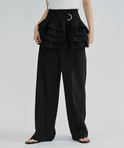 Ezick(エジック)の「2p ruffle corset straight pants/フリルコルセットツキパンツ【2点セット】(スラックス・レディース・グレー/ブラック・FREE)」の10枚目の写真