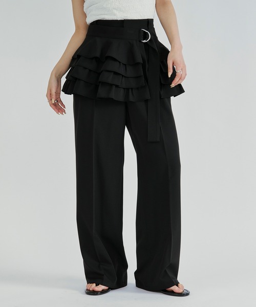 Ezick(エジック)の「2p ruffle corset straight pants/フリルコルセットツキパンツ【2点セット】(スラックス・レディース・グレー/ブラック・FREE)」の11枚目の写真