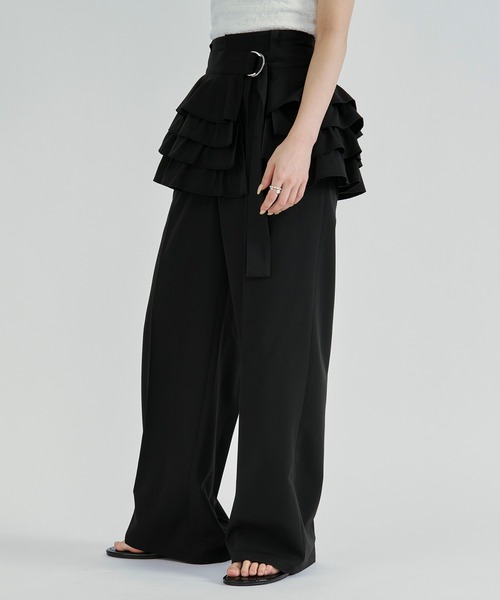 Ezick(エジック)の「2p ruffle corset straight pants/フリルコルセットツキパンツ【2点セット】(スラックス・レディース・グレー/ブラック・FREE)」の16枚目の写真