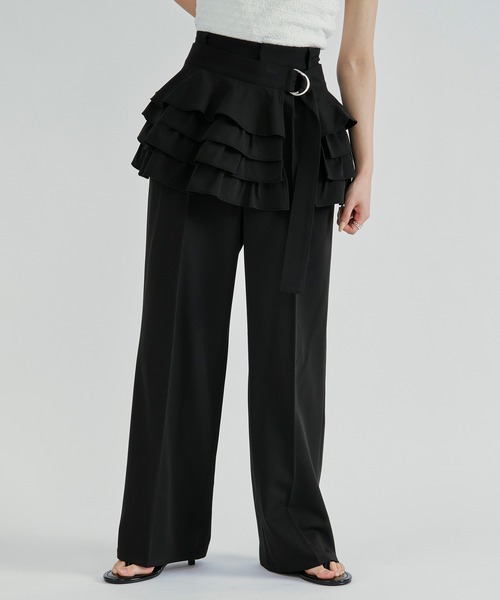 Ezick(エジック)の「2p ruffle corset straight pants/フリルコルセットツキパンツ【2点セット】(スラックス・レディース・グレー/ブラック・FREE)」の14枚目の写真