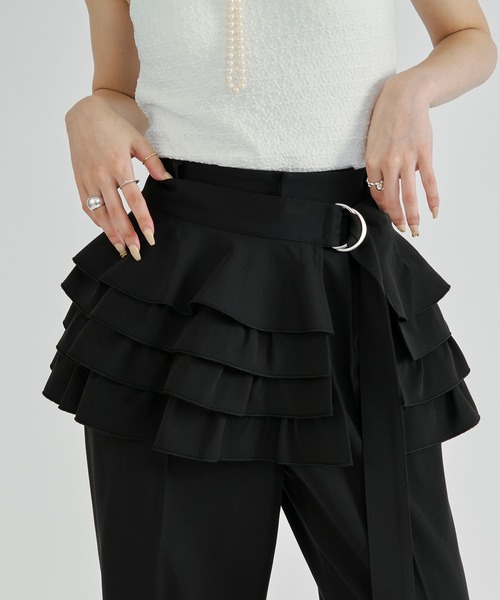 Ezick(エジック)の「2p ruffle corset straight pants/フリルコルセットツキパンツ【2点セット】(スラックス・レディース・グレー/ブラック・FREE)」の9枚目の写真