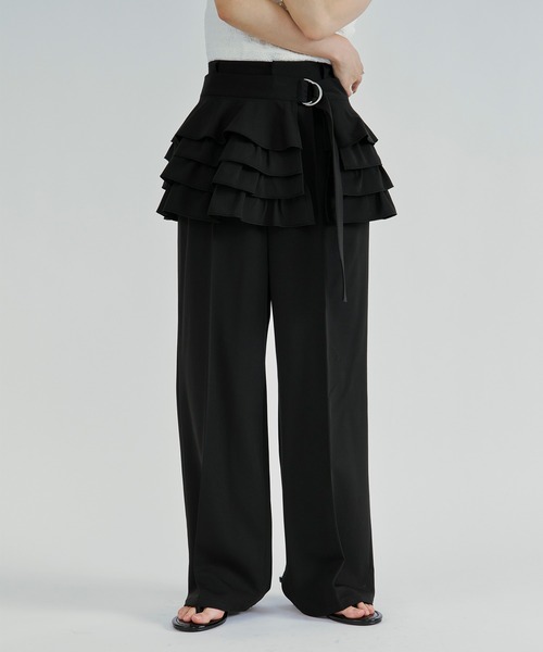 Ezick(エジック)の「2p ruffle corset straight pants/フリルコルセットツキパンツ【2点セット】(スラックス・レディース・グレー/ブラック・FREE)」の12枚目の写真