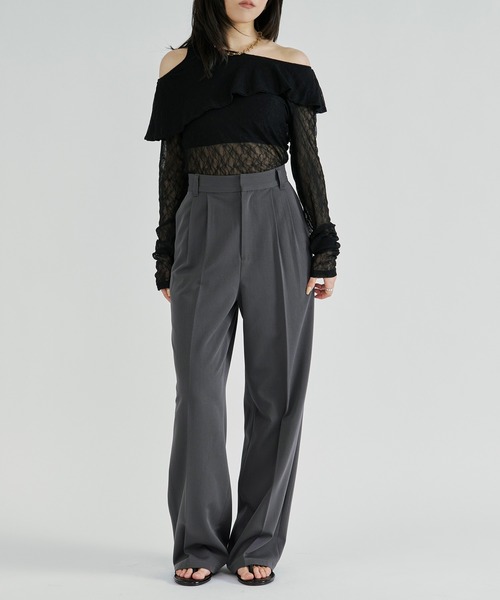 Ezick(エジック)の「2p ruffle corset straight pants/フリルコルセットツキパンツ【2点セット】(スラックス・レディース・グレー/ブラック・FREE)」の8枚目の写真