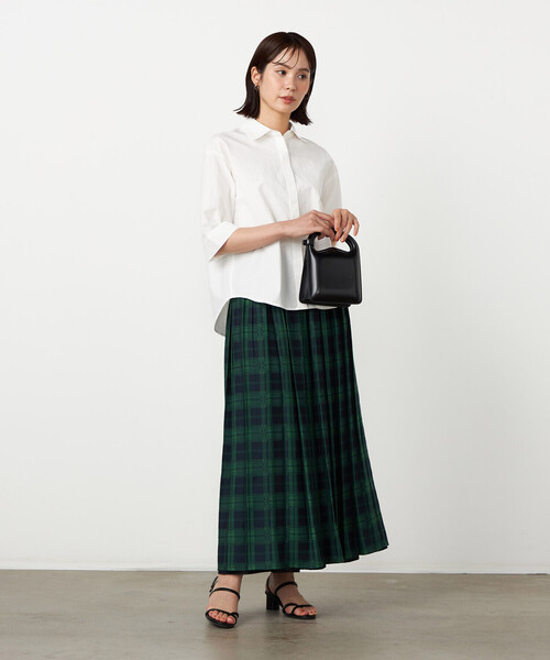 COMME CA ISM(コムサイズム)の「MADE IN JAPAN【リバーシブル】ブラックウォッチ×無地 ジャカード ゴムスカート(スカート・レディース・グリーン系・FREE)」の3枚目の写真