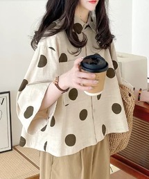 リネン混 ドット シャツ