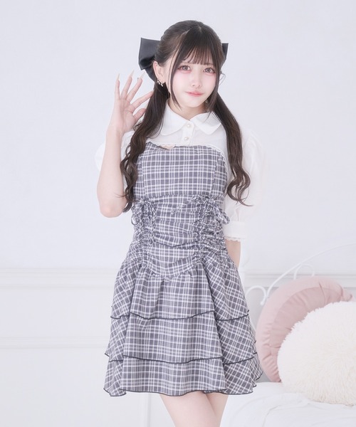 Pal elfy(パルエルフィー)の「クロップドレースSSブラウス(シャツ/ブラウス・レディース・ブラック/オフホワイト・フリー)」の3枚目の写真