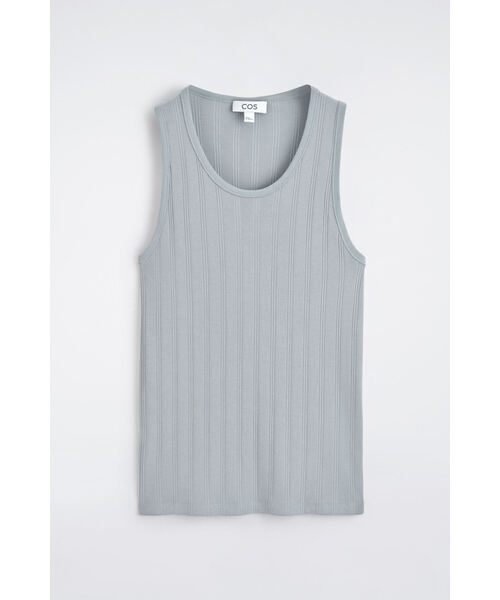 COS（コス）の「スリムフィット ワイドリブ コットンタンクトップ（タンクトップ・メンズ・グレー・M/S/XL/XS/L）」の2枚目の写真