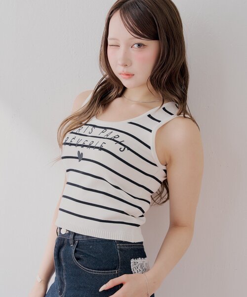 Chico(チコ)の「ロゴニットタンクトップ(ニット/セーター・レディース・ホワイト系その他2/ホワイト/ブラック系その他2/ブラック・FREE)」の16枚目の写真