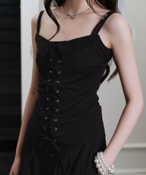 andwang(アンドワン)の「Lace up tops(Tシャツ/カットソー・レディース・ブラック/ホワイト・MEDIUM/SMALL)」の22枚目の写真