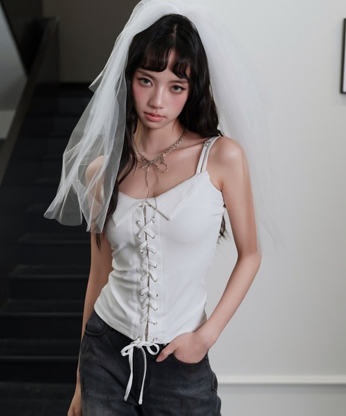 andwang(アンドワン)の「Lace up tops(Tシャツ/カットソー・レディース・ブラック/ホワイト・MEDIUM/SMALL)」の14枚目の写真
