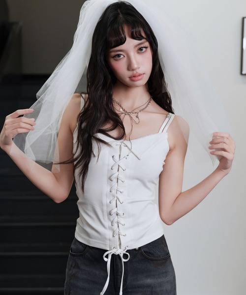 andwang(アンドワン)の「Lace up tops(Tシャツ/カットソー・レディース・ブラック/ホワイト・MEDIUM/SMALL)」の15枚目の写真