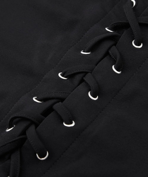 andwang(アンドワン)の「Lace up tops(Tシャツ/カットソー・レディース・ブラック/ホワイト・MEDIUM/SMALL)」の3枚目の写真