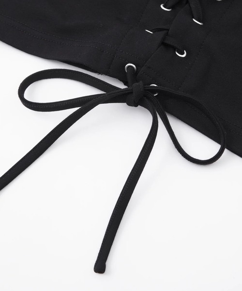 andwang(アンドワン)の「Lace up tops(Tシャツ/カットソー・レディース・ブラック/ホワイト・MEDIUM/SMALL)」の5枚目の写真