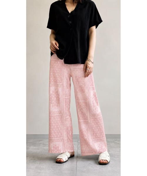 tokohana（トコハナ）の「レディース ワイドパンツ ペイズリー柄  夏服（その他パンツ・レディース・グレー/ミント/ピンク系その他/ホワイト×ブラック/ベージュ・FREE）」の19枚目の写真