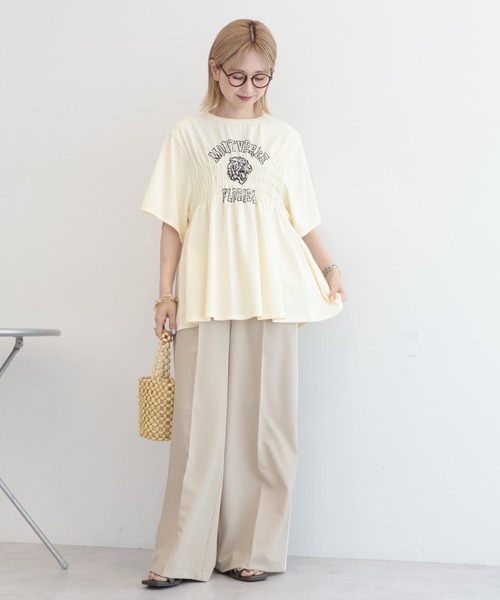 AMERICAN HOLIC(アメリカンホリック)の「シャーリングプリントTシャツ(Tシャツ/カットソー・レディース・ネイビー/オフホワイト/ライトイエロー/ライトグレー・FREE)」の10枚目の写真