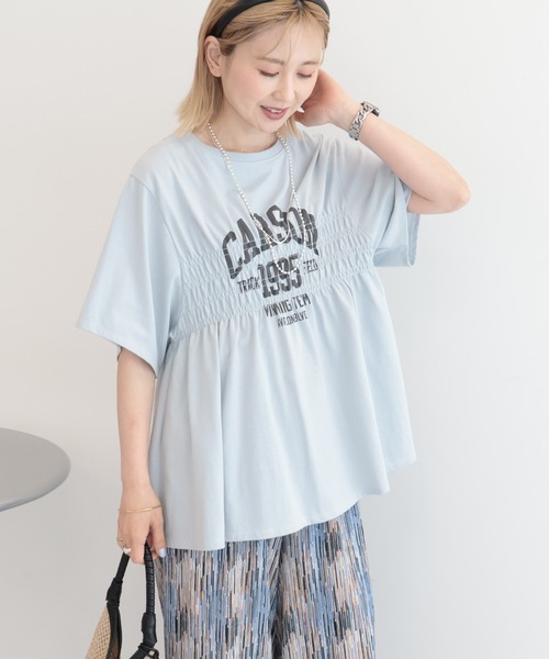 AMERICAN HOLIC(アメリカンホリック)の「シャーリングプリントTシャツ(Tシャツ/カットソー・レディース・ネイビー/オフホワイト/ライトイエロー/ライトグレー・FREE)」の14枚目の写真
