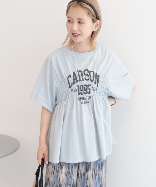AMERICAN HOLIC(アメリカンホリック)の「シャーリングプリントTシャツ(Tシャツ/カットソー・レディース・ネイビー/オフホワイト/ライトイエロー/ライトグレー・FREE)」の15枚目の写真