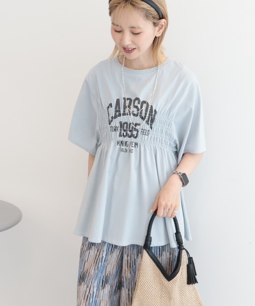 AMERICAN HOLIC(アメリカンホリック)の「シャーリングプリントTシャツ(Tシャツ/カットソー・レディース・ネイビー/オフホワイト/ライトイエロー/ライトグレー・FREE)」の17枚目の写真