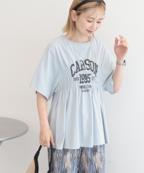 AMERICAN HOLIC(アメリカンホリック)の「シャーリングプリントTシャツ(Tシャツ/カットソー・レディース・ネイビー/オフホワイト/ライトイエロー/ライトグレー・FREE)」の18枚目の写真