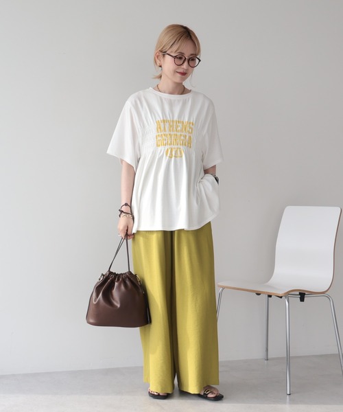 AMERICAN HOLIC(アメリカンホリック)の「シャーリングプリントTシャツ(Tシャツ/カットソー・レディース・ネイビー/オフホワイト/ライトイエロー/ライトグレー・FREE)」の22枚目の写真