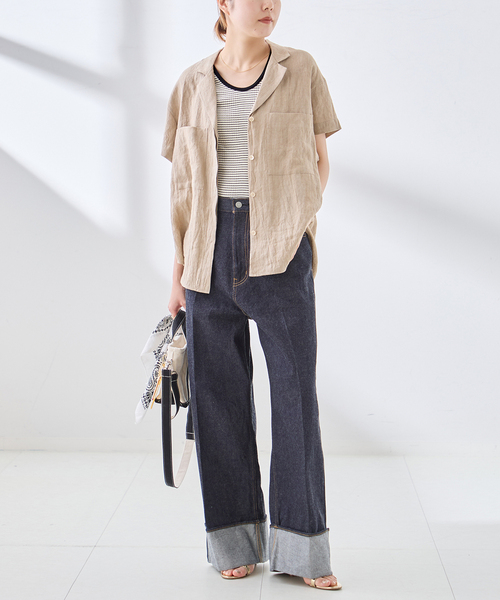 journal standard L'essage（ジャーナルスタンダードレサージュ）の「カップ付きボーダータンクトップ（タンクトップ・レディース・ブラック/ベージュ/アイボリー・FREE）」の5枚目の写真