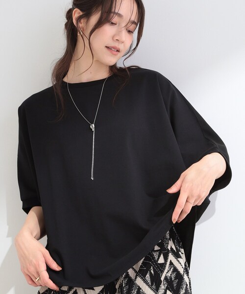 SHOO・LA・RUE（シューラルー）の「【体型カバー/洗濯機可】二の腕隠れる 前後切替ドルマンTシャツ（Tシャツ/カットソー・レディース・ブラック/ホワイト系3/ダークブラウン系2/イエロー系その他・04/03/02/01）」の3枚目の写真