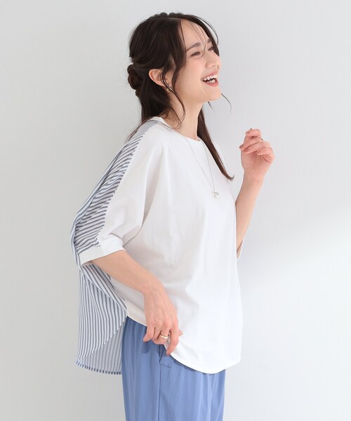 SHOO・LA・RUE（シューラルー）の「【体型カバー/洗濯機可】二の腕隠れる 前後切替ドルマンTシャツ（Tシャツ/カットソー・レディース・ブラック/ホワイト系3/ダークブラウン系2/イエロー系その他・04/03/02/01）」の10枚目の写真