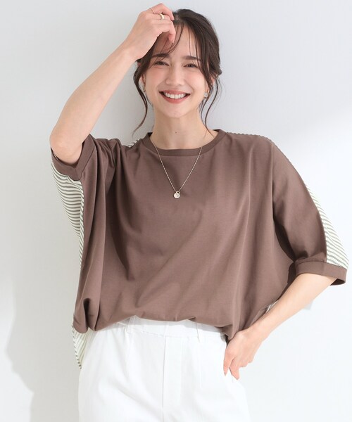 SHOO・LA・RUE（シューラルー）の「【体型カバー/洗濯機可】二の腕隠れる 前後切替ドルマンTシャツ（Tシャツ/カットソー・レディース・ブラック/ホワイト系3/ダークブラウン系2/イエロー系その他・04/03/02/01）」の13枚目の写真