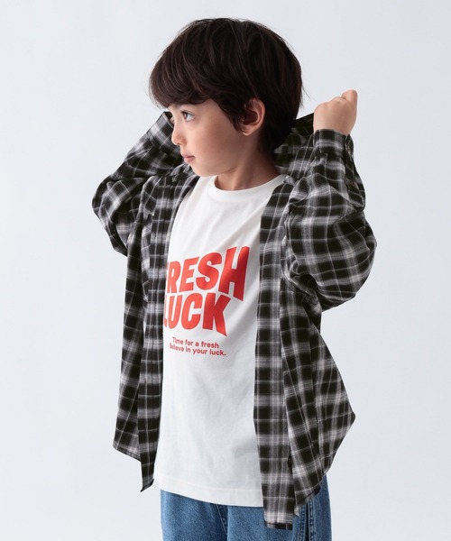 BAYFLOW（ベイフロー）の「[落ち感のある素材]チェックシャツパーカー[120/140/160cm](KIDS)（シャツ/ブラウス・キッズ・ブラウン系/ピンク系/ブラック×ホワイト・160cm/140cm/120cm）」の17枚目の写真