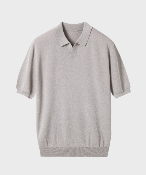 NONBLANK(ノンブランク)の「クールタッチハーフスリーブカラー ニット_MELANGE BEIGE(ポロシャツ・メンズ・その他・X-LARGE/MEDIUM/LARGE)」の1枚目の写真