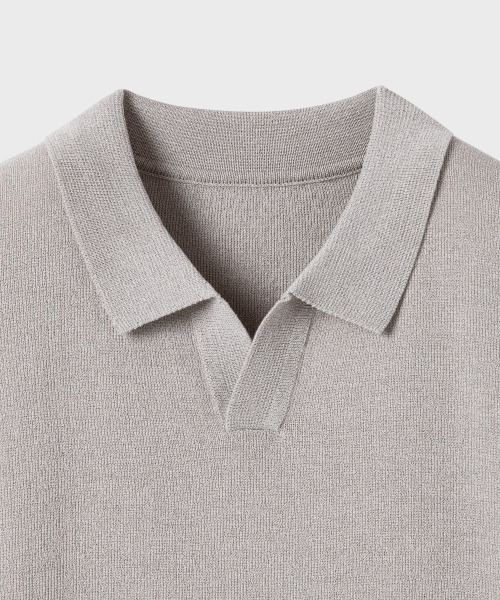 NONBLANK(ノンブランク)の「クールタッチハーフスリーブカラー ニット_MELANGE BEIGE(ポロシャツ・メンズ・その他・X-LARGE/MEDIUM/LARGE)」の2枚目の写真