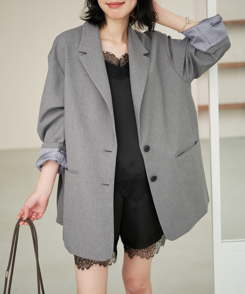 SLOBE IENA（スローブイエナ）の「《WEB限定/追加4》PE SHARK ビックジャケット（テーラードジャケット・レディース・ブラック・FREE）」の11枚目の写真