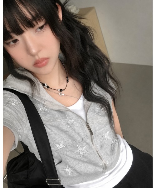 inst.ALL(インストール)の「スタープリント半袖コンパクトフーディー(パーカー・レディース・グレー・M)」の6枚目の写真