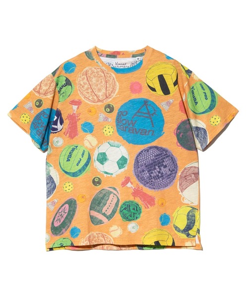 go slow caravan（ゴースローキャラバン）の「スラブ天竺 総柄図鑑プリントTEE vol.8（Tシャツ/カットソー・メンズ・ブルー系その他/オレンジ系その他/ブルーグリーン/ブラック・X-LARGE/LARGE/MEDIUM）」の15枚目の写真