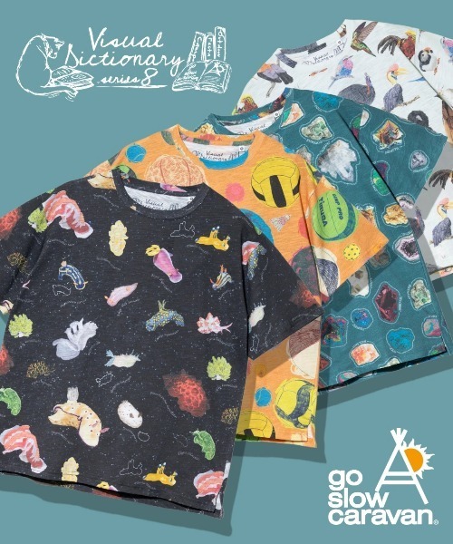 go slow caravan（ゴースローキャラバン）の「スラブ天竺 総柄図鑑プリントTEE vol.8（Tシャツ/カットソー・メンズ・ブルー系その他/オレンジ系その他/ブルーグリーン/ブラック・X-LARGE/LARGE/MEDIUM）」の21枚目の写真