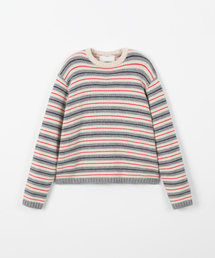 Lambswool stripe knit top / IVORY